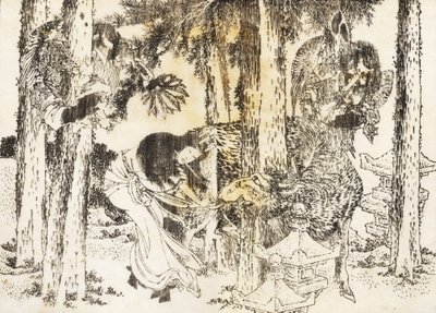 A Woman Makes a Cursing Ritual Ceremony by Katsushika Hokusai